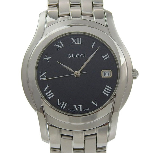 Gucci Stainless Steel Quartz Analog Display Boys Black Dial Watch