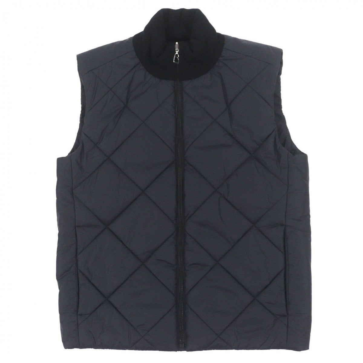 Hermes Collar Cashmere Reversible Quilted Zip Up Down Vest Black M