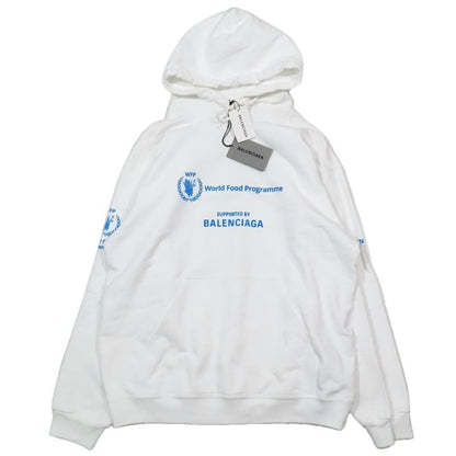 Balenciaga World Food Program Hoodie Sweatshirt Pullover Top XS White