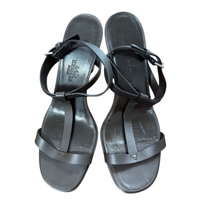 Hermes Leather Strap Sandals Size 36 1/2 Approx 23.5cm (9.25in) Brown Women's