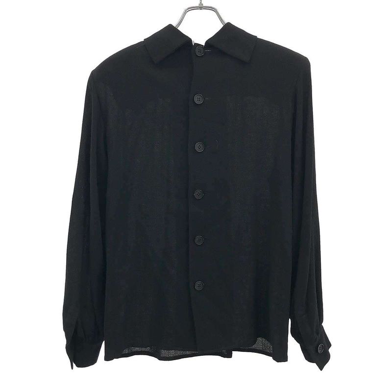 Yves Saint Laurent Wool Gather Top with Shoulder Pads Black M