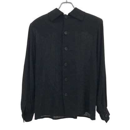 Yves Saint Laurent Wool Gather Top with Shoulder Pads Black M
