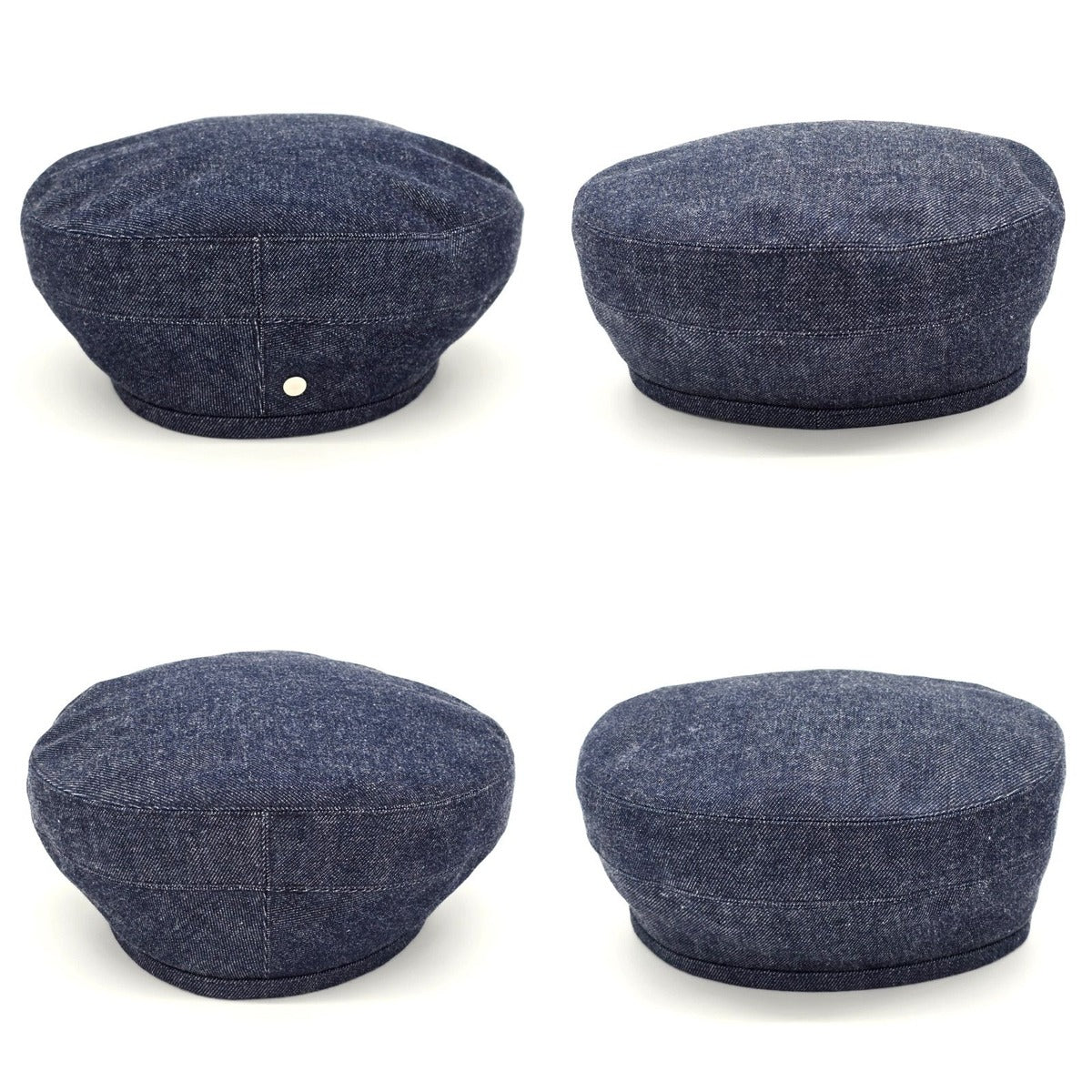 Hermes Beret Santo Honore Cap 56 Denim Button — view 2