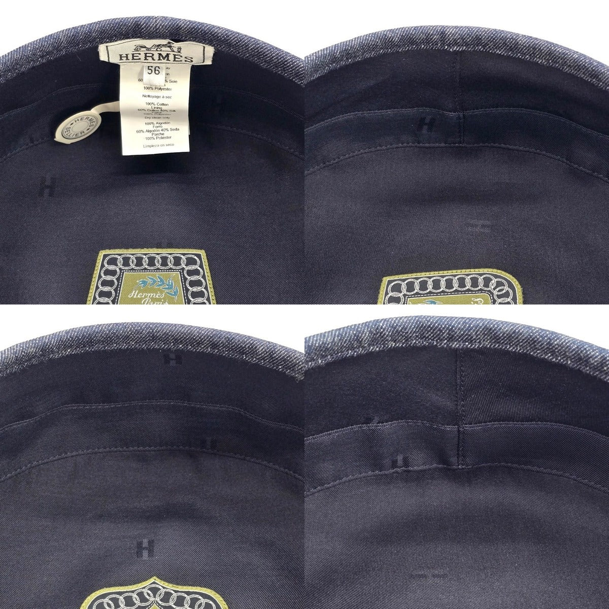 Hermes Beret Santo Honore Cap 56 Denim Button — view 5