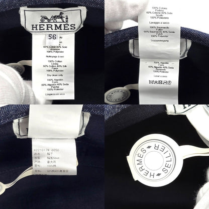 Hermes Beret Santo Honore Cap 56 Denim Button — view 6