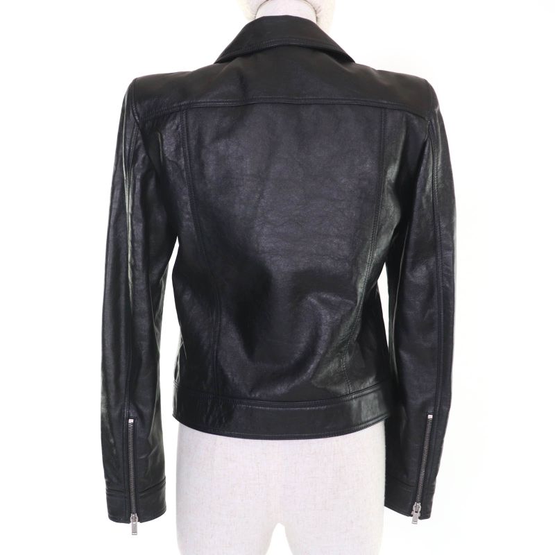 Saint Laurent Paris 589455 Power Shoulder Calfskin Riders Jacket Black 38 Made