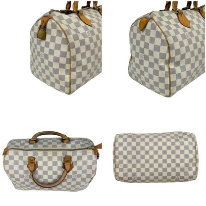 Louis Vuitton Damier Azure Leather Speedy 30 Handbag Mini Boston Bag Padlock