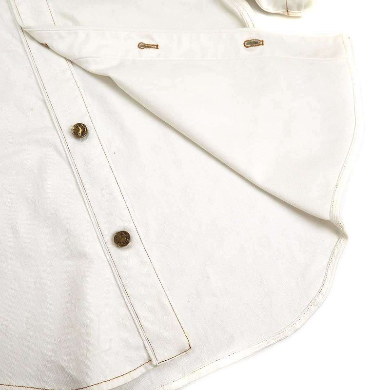 Louis Vuitton 22ss Monogram Embossed Baseball Shirt E53 Hms45w White S