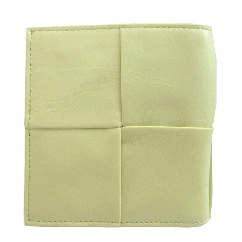 Bottega Veneta Maxi Intrecciato 690934 IC Chip Leather Yellow Bifold Wallet