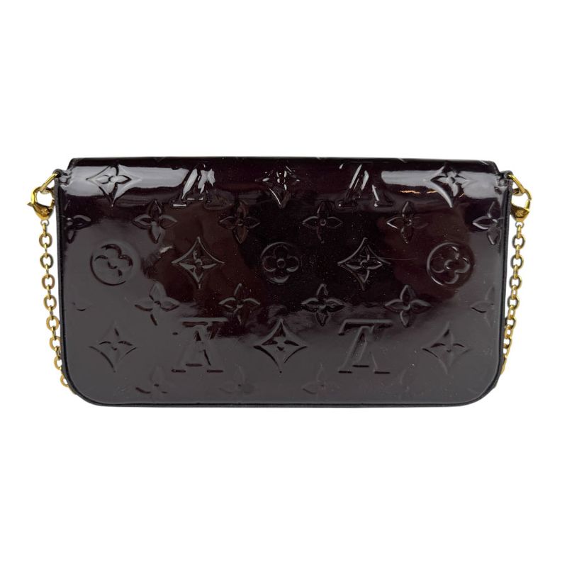 Louis Vuitton Chain Wallet Crossbody Shoulder Bag Monogram Vernis Pochette
