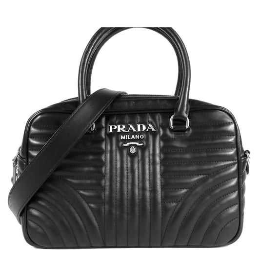 Prada Black Calfskin Diagram 2-Way Shoulder Bag