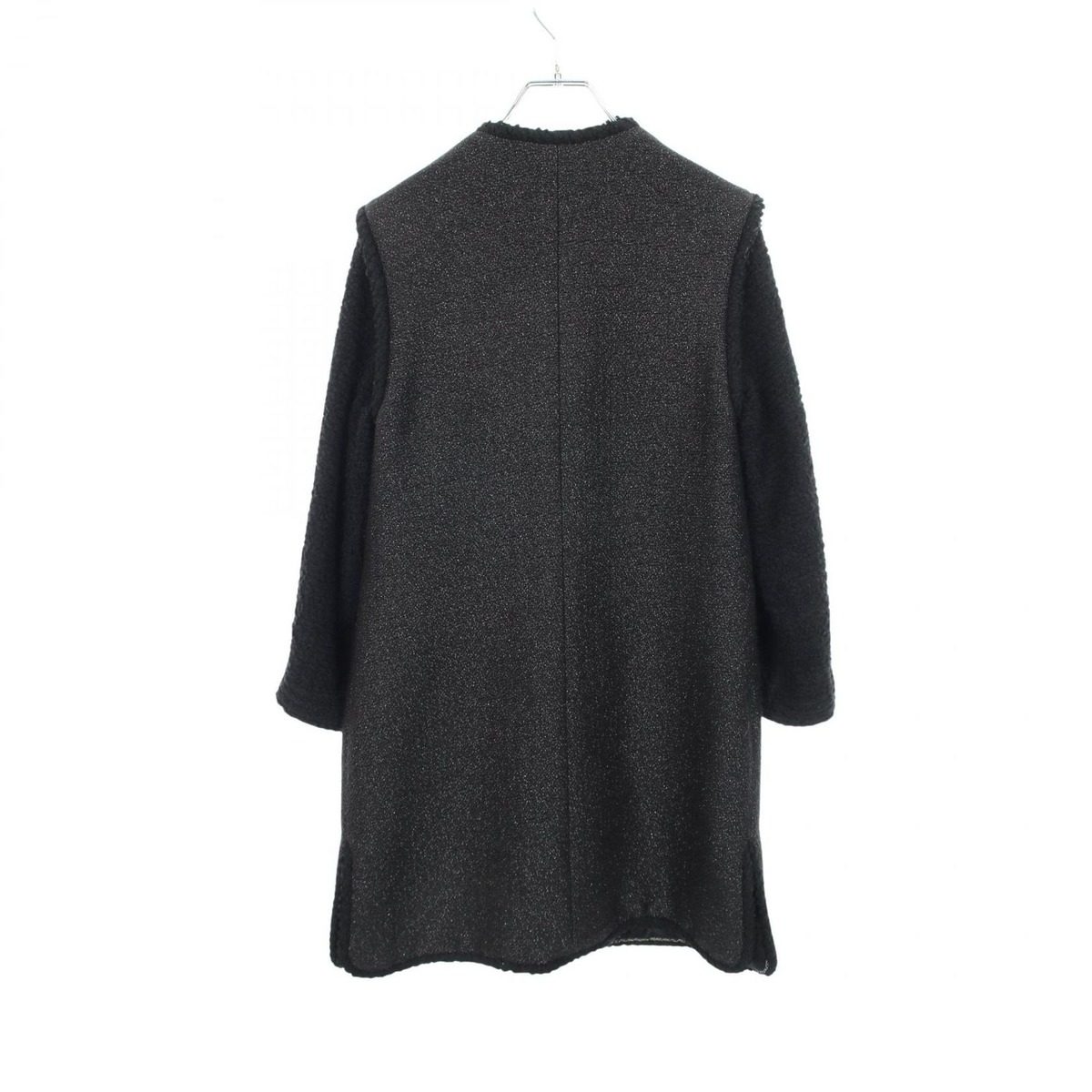 Chanel CC Logo Button Contrast Tweed Nylon Coat — view 2