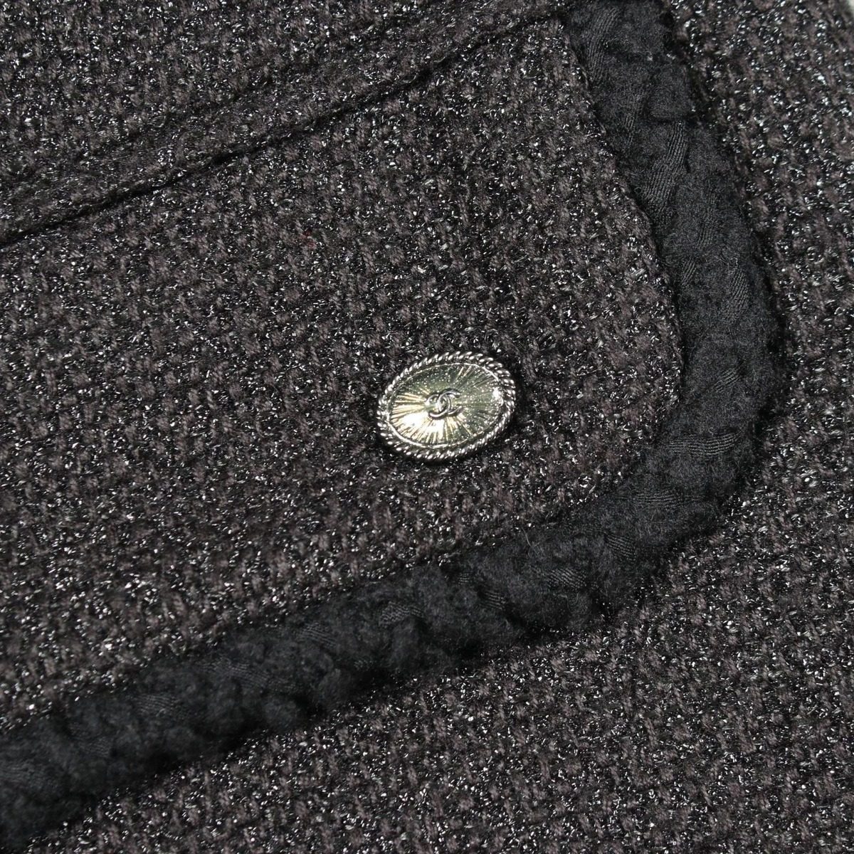 Chanel CC Logo Button Contrast Tweed Nylon Coat — view 9
