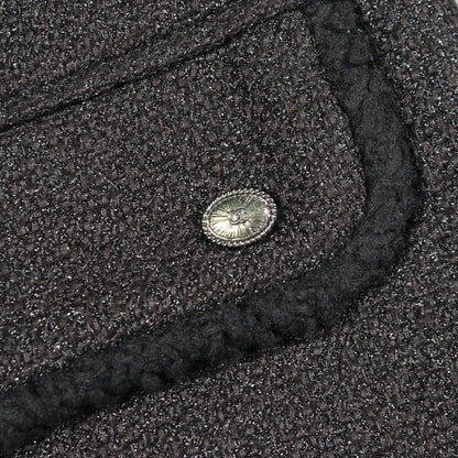 Chanel CC Logo Button Contrast Tweed Nylon Coat — view 9