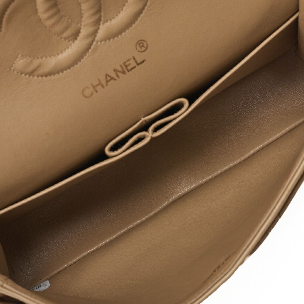 Chanel Chain Shoulder Bag Matelasse 25cm (984in) Double Flap Lambskin Beige