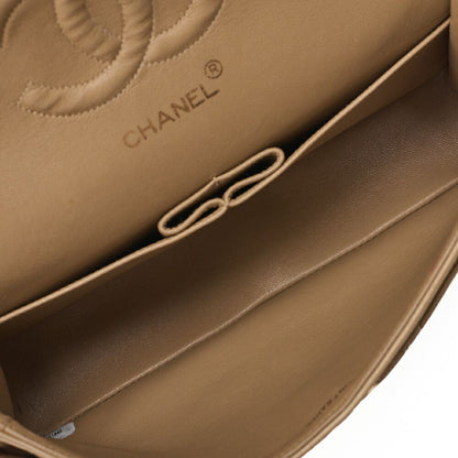 Chanel Chain Shoulder Bag Matelasse 25cm (984in) Double Flap Lambskin Beige
