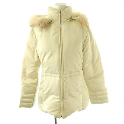 Moncler Brown Tag Down Jacket Hooded Fur 1 Ivory ES