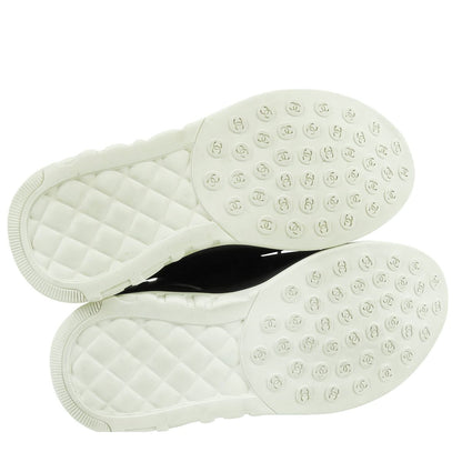 Chanel Sneakers Black White Fabric CC Logo Shoes — view 5