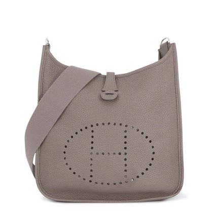 Hermes Shoulder Bag Evelyne 3 PM Ethane Silver Taurillon Clemence