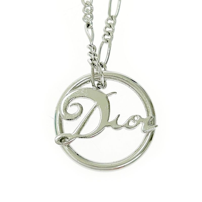 Christian Dior Metal Dior Logo Circle Necklace Silver 463834 Necklace