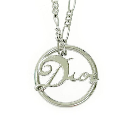 Christian Dior Metal Dior Logo Circle Necklace Silver 463834 Necklace