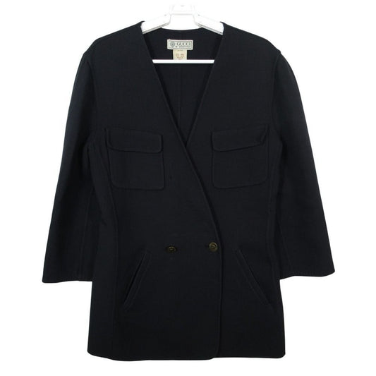 Gucci Vintage Woolen Color Double Breasted Jacket Navy