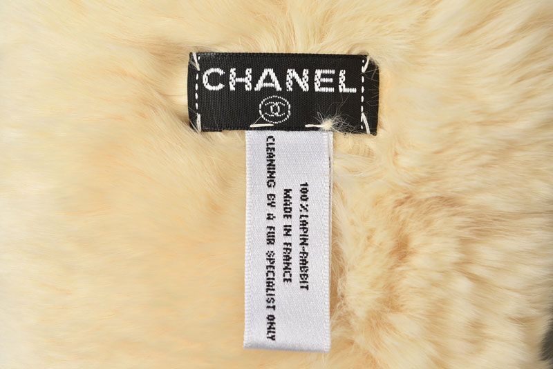 Chanel Bangle Lapin Rabbit Fur Chanel Coco Mark Fur Cufflinks Bracelet Wristband