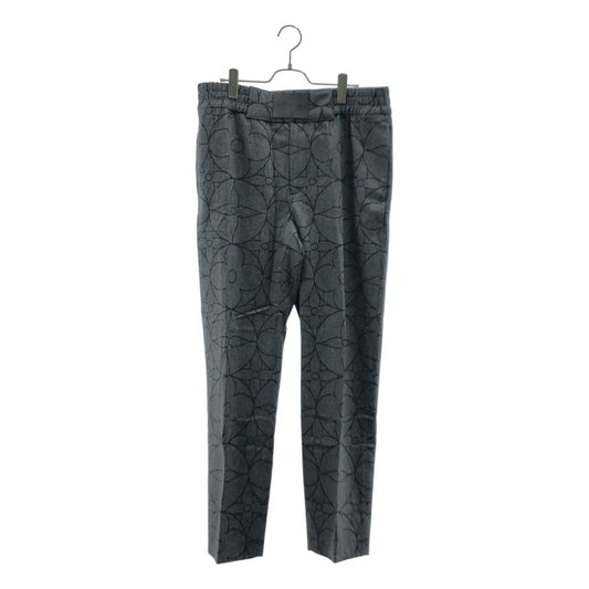 Louis Vuitton Wool Monogram Logo Leather Patch Waist Pants 44 Gray Black