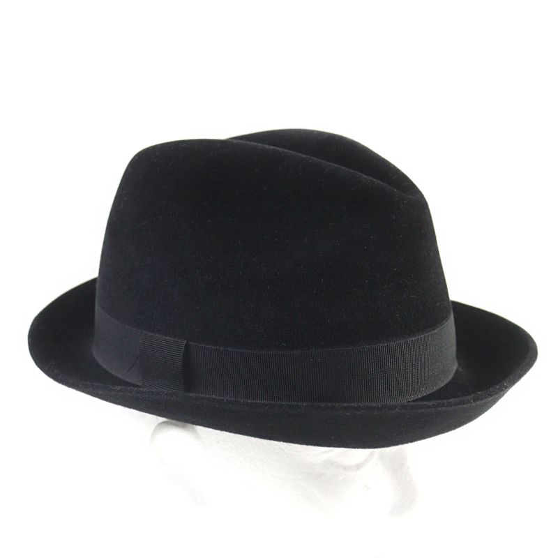 Hermes 100% Wool Hat With Ribbon Black 58 Men's Recommende