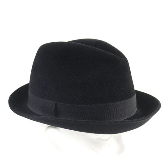 Hermes 100% Wool Hat With Ribbon Black 58 Men's Recommende