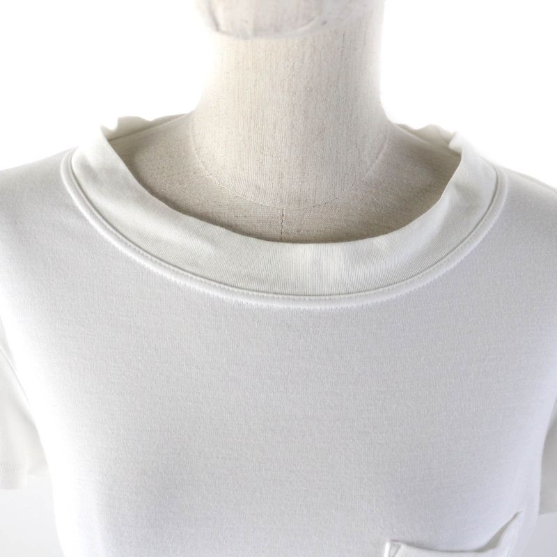 Hermes 100% Cotton Boat Neck Short Sleeves Embroidered T-shirt With Pockets