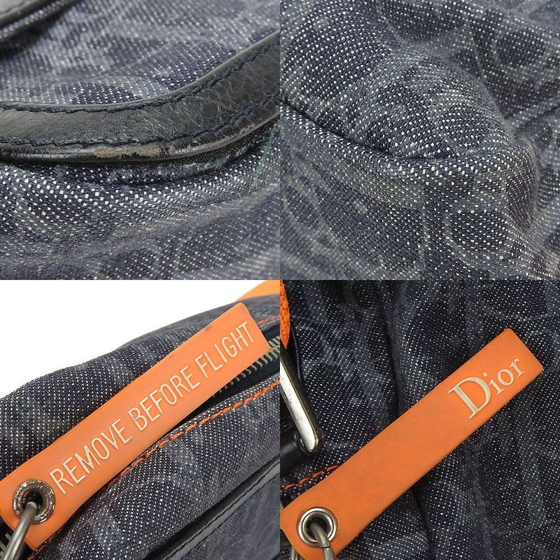 Christian Dior One Shoulder Bag Shoulder Flight Line Trotter Logo Denim Navy