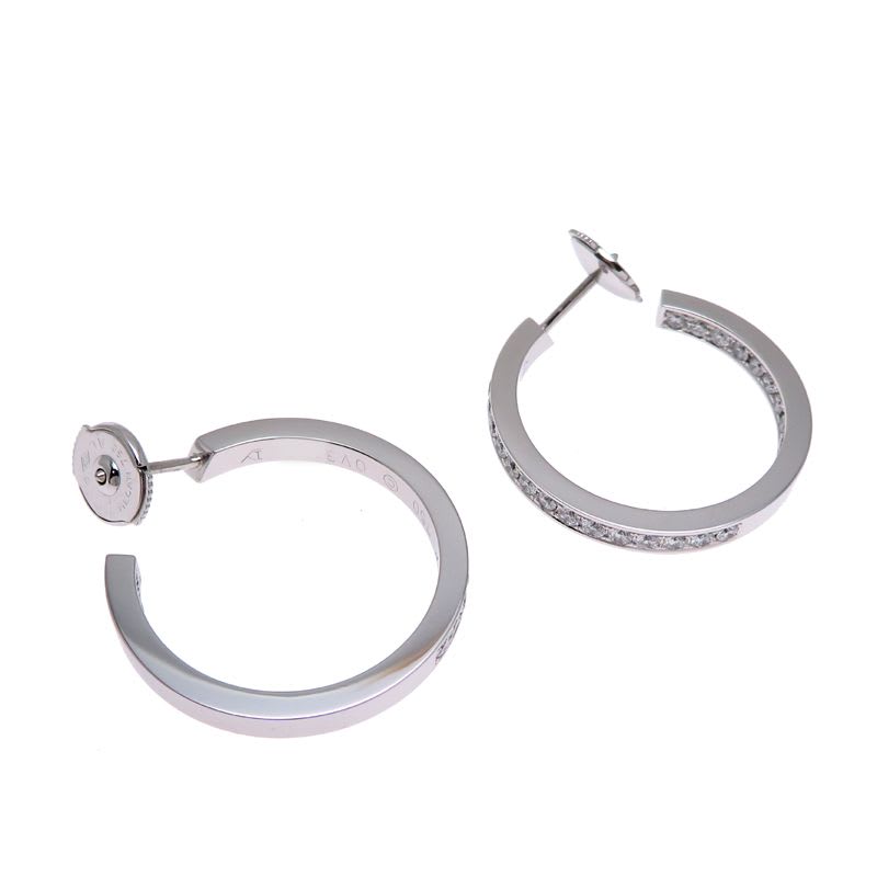 Cartier Diamond Hoop White Gold Earrings