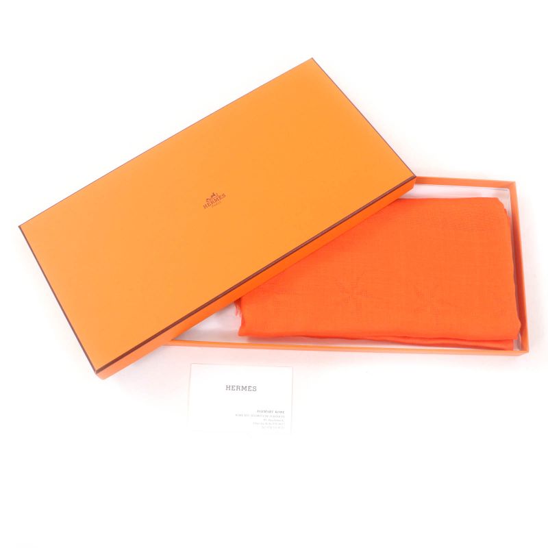 Hermes Carré 110 Cashmere Silk-blend Jacquard Serie Fringed Scarf Orange With