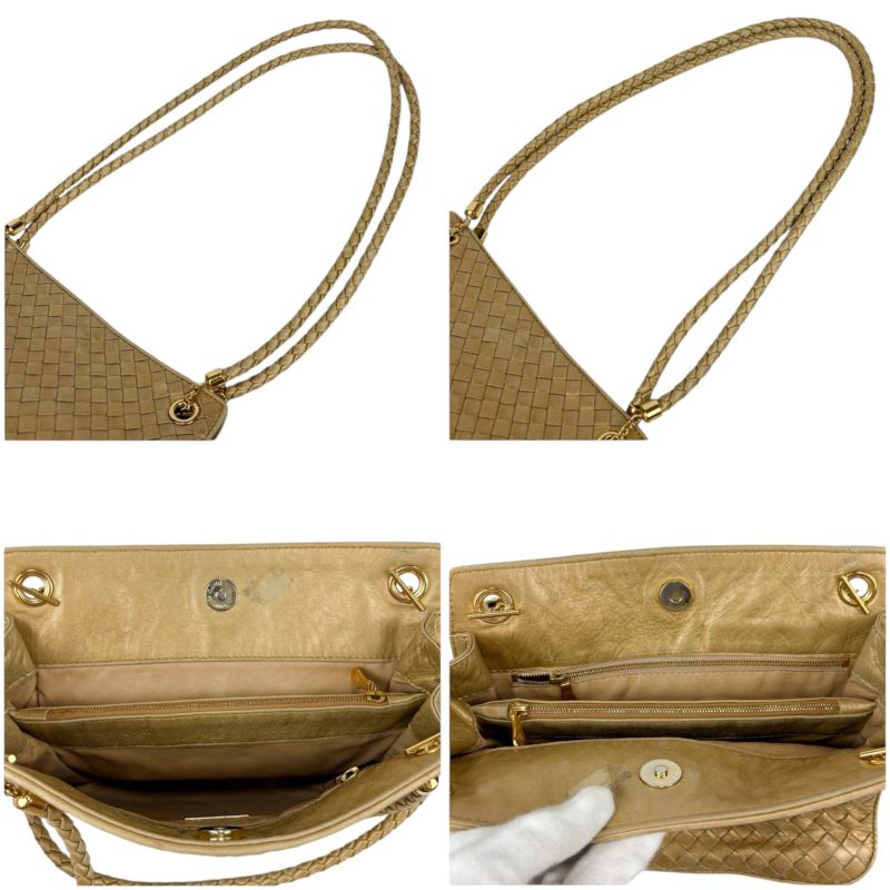 Bottega Veneta Shoulder Bag Shoulder Bag Gold Intrecciato Leather Semi Shoulder