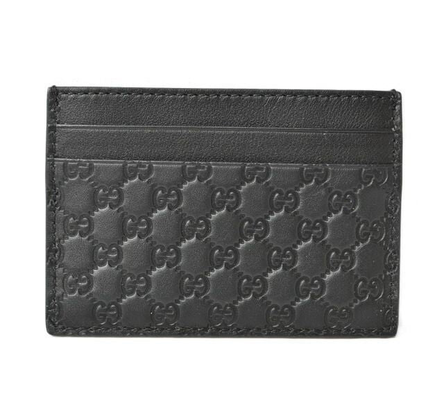 Gucci Card Case Business Card Holder Gucci Micro Guccissima Leather Black