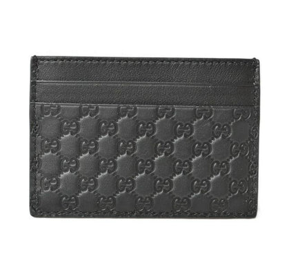 Gucci Card Case Business Card Holder Gucci Micro Guccissima Leather Black