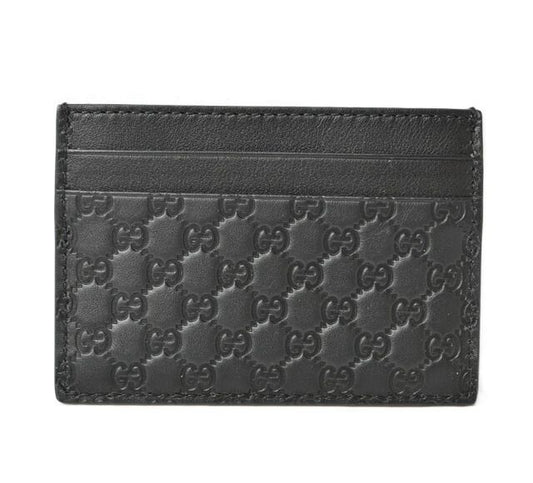 Gucci Card Case Business Card Holder Gucci Micro Guccissima Leather Black