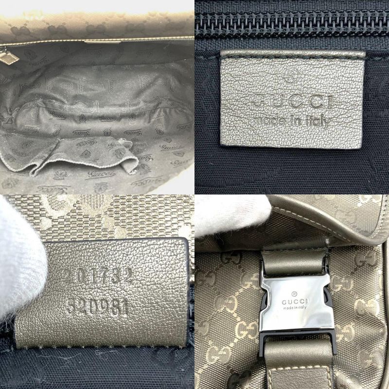 Gucci 201732 Shoulder Bag GG Imprime Crossbody Brown Metallic PVC Women Fashion