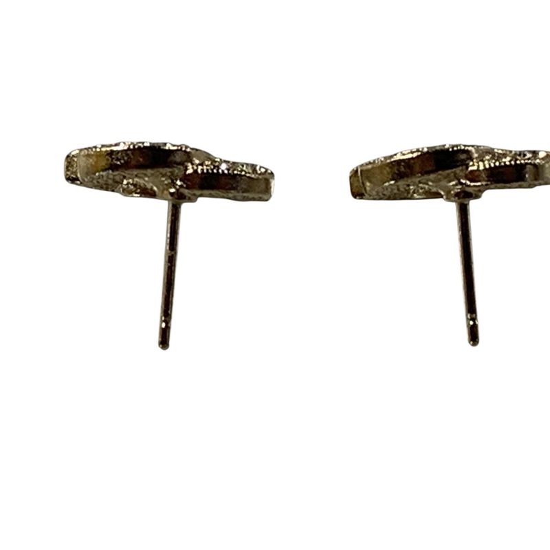 2941 Chanel Coco Mark Earrings Rhinestone Silver Metal Accessories F22V