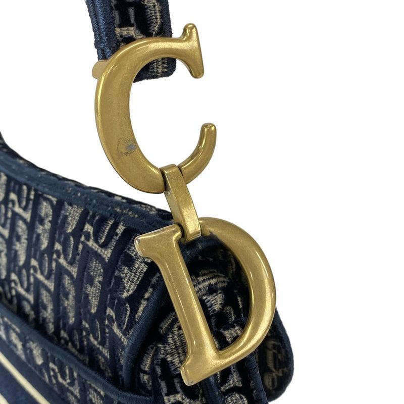 Dior/christian Dior Handbag Saddle Bag Navy Ivory And Gray