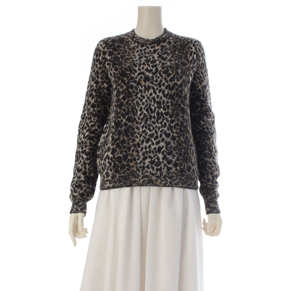 Saint Laurent Mohair Wool Nylon Leopard Print Knit Sweater Top