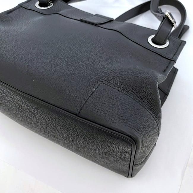 Bulgari Handbag Black Logomania Logo Leather Preowned