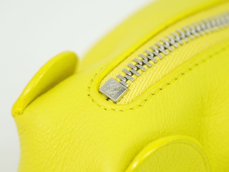 Authentic Loewe Elephant Coin Case Coin Purse Mini Pouch Leather Yellow Wallet