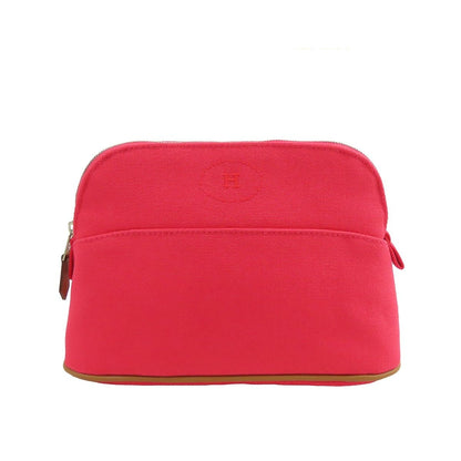 Hermes Bolide Pouch Mini Hibiscus Pink Silver Cotton Displayed