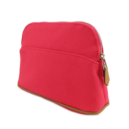 Hermes Bolide Pouch Mini Hibiscus Pink Silver Cotton Displayed — view 2