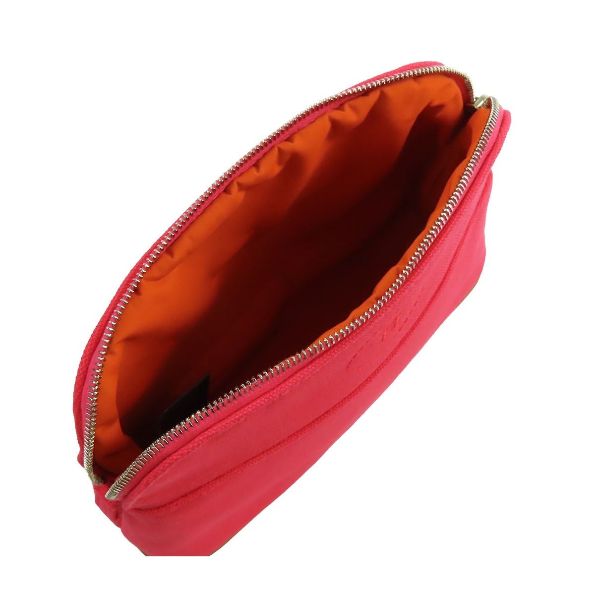 Hermes Bolide Pouch Mini Hibiscus Pink Silver Cotton Displayed — view 4