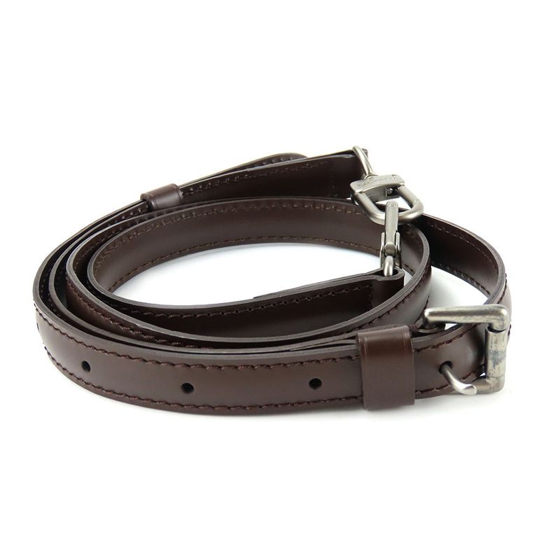 Louis Vuitton Shoulder Strap Leather Brown Adjustable Matte Silver Hardware