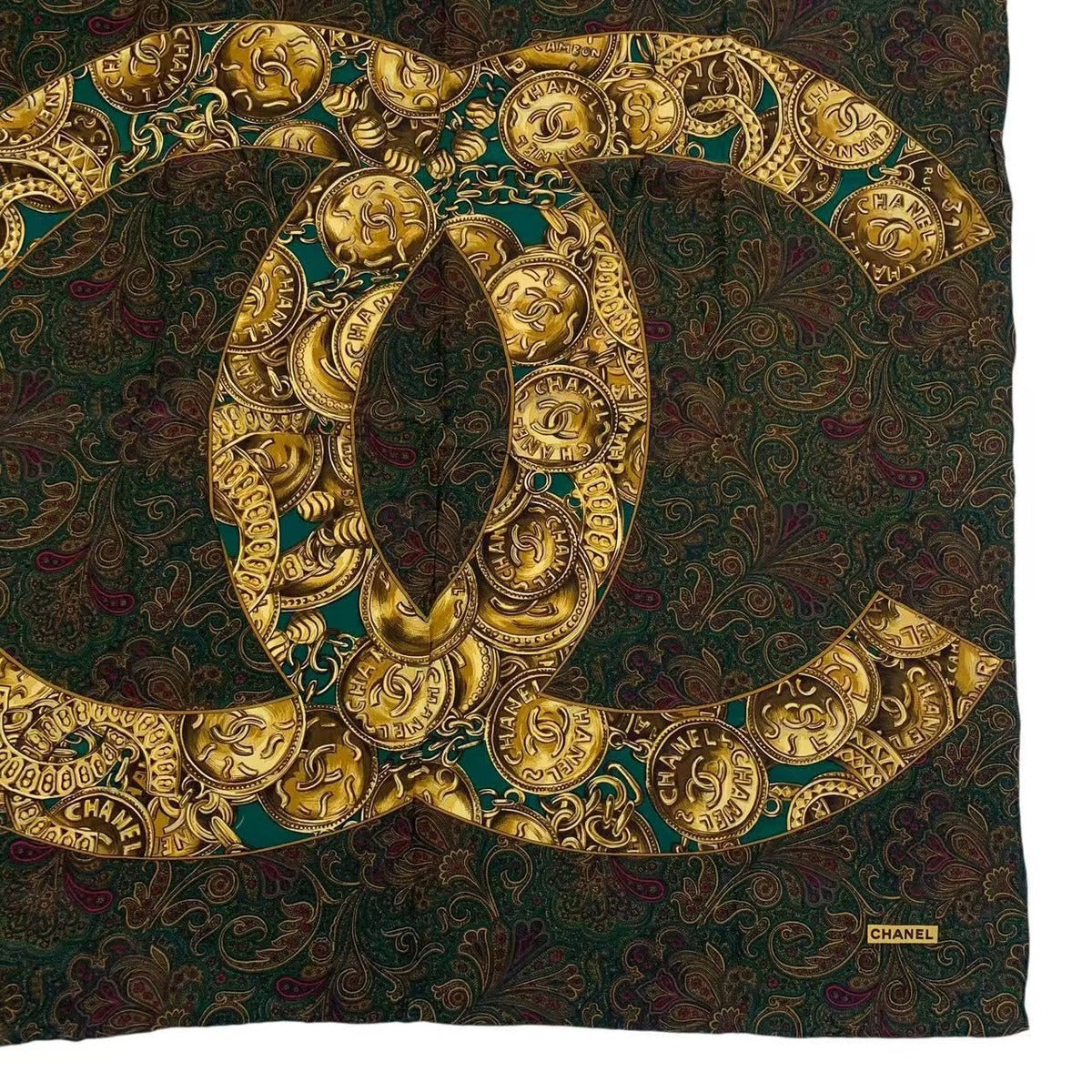 Chanel Scarf Silk CC Logo Paisley Pattern — view 5