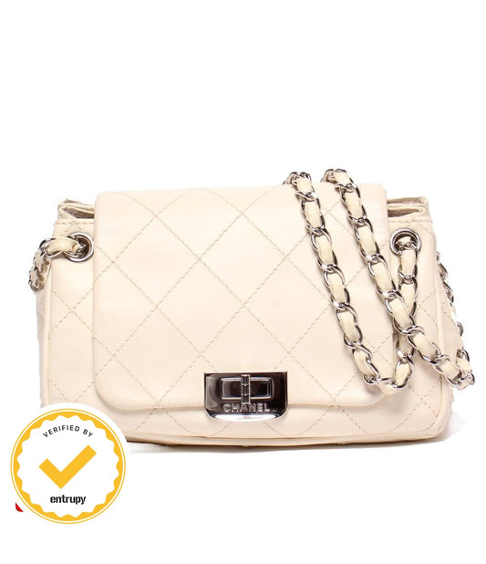 Chanel Chain Shoulder Bag Silver 2.55 Wild Stitch Double Single Flap